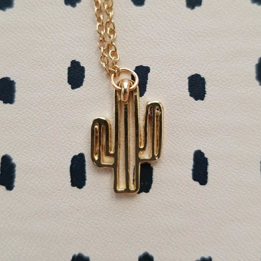 Cactus Dainty Pendant Necklace | Gold